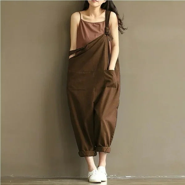 Women's Cotton Suspenders Casual Trousers