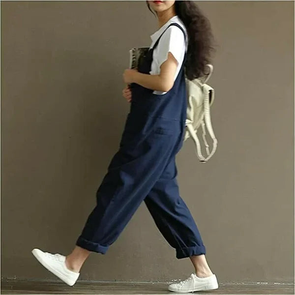 Women's Cotton Suspenders Casual Trousers