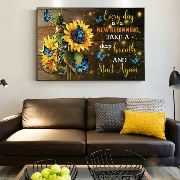Butterfly Sunflowers Wall Art