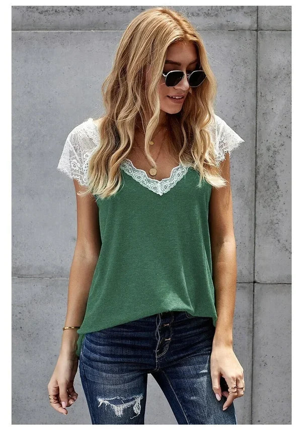 Women's V Neck Lace Vest