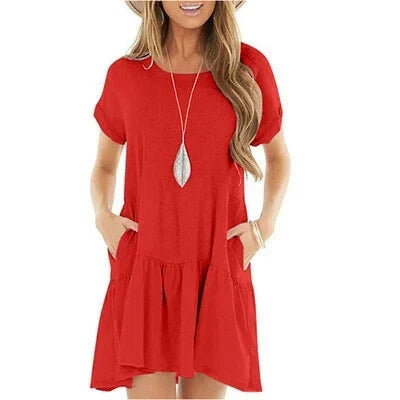 Round neck short sleeve dress