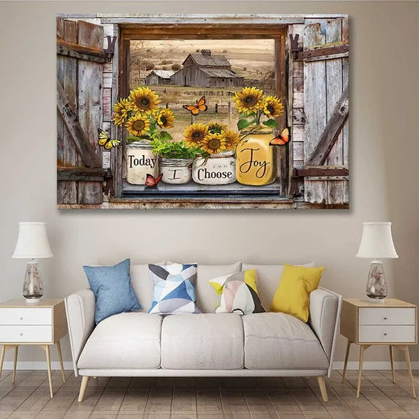 Butterfly Sunflowers Wall Art