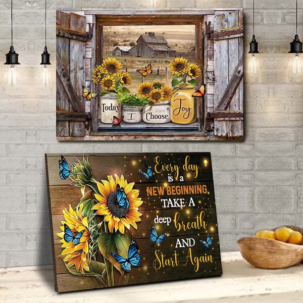 Butterfly Sunflowers Wall Art
