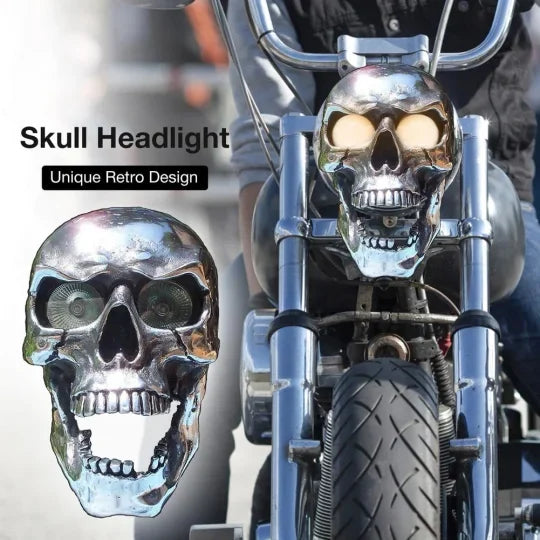 Motorcycle LED Skull Headlamp Harley Honda Yamaha