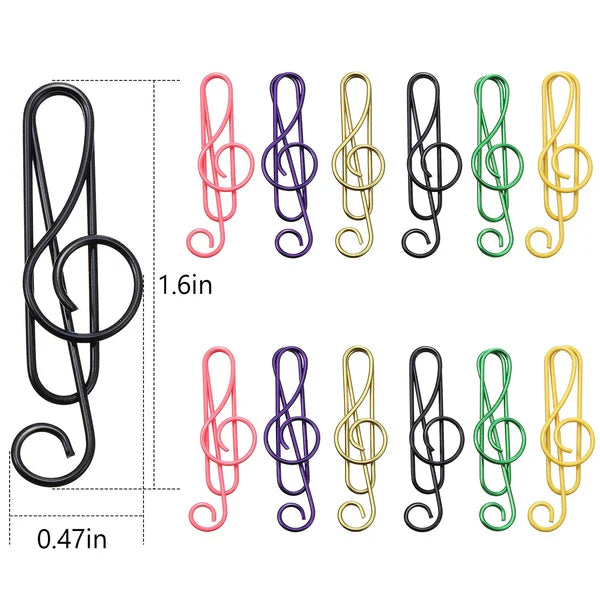 Music multicoloured metal paper clips