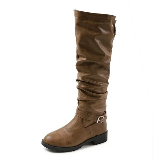 Ladies Knee Boots with adjustable buckle