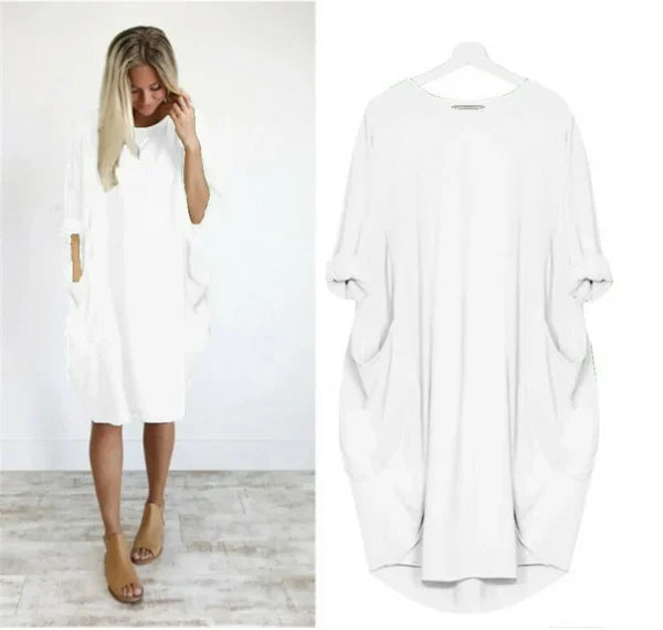 Casual Loose Pocket Long Sleeve Dress